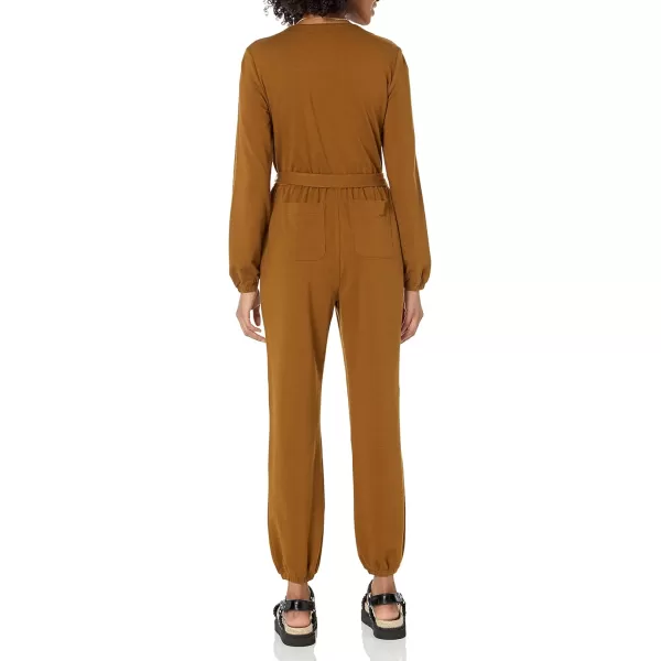 Amazon Essentials Womens Knit Surplice Jumpsuit Available in Plus SizeDark Chestnut Brown