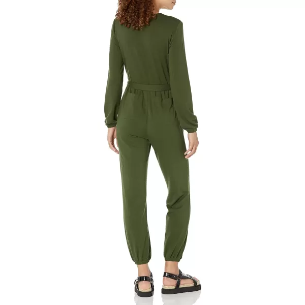 Amazon Essentials Womens Knit Surplice Jumpsuit Available in Plus SizeDark Olive