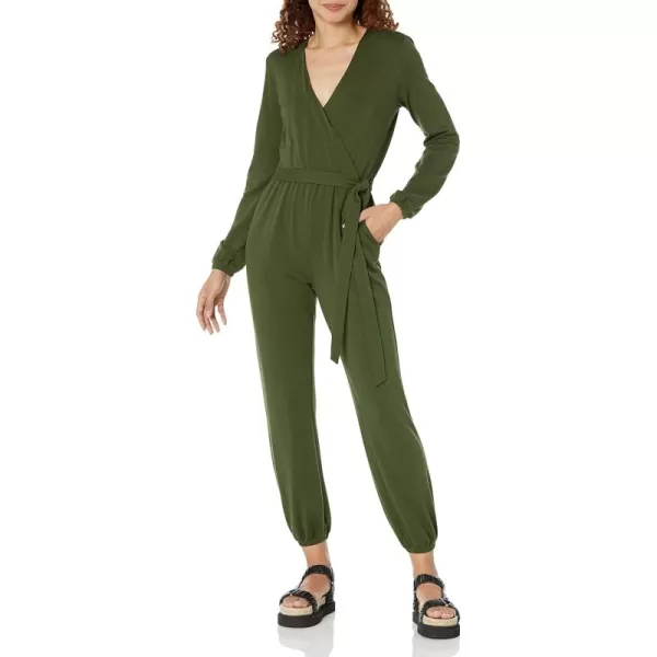 Amazon Essentials Womens Knit Surplice Jumpsuit Available in Plus SizeDark Olive