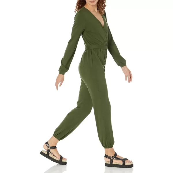 Amazon Essentials Womens Knit Surplice Jumpsuit Available in Plus SizeDark Olive