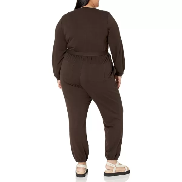 Amazon Essentials Womens Knit Surplice Jumpsuit Available in Plus SizeEspresso