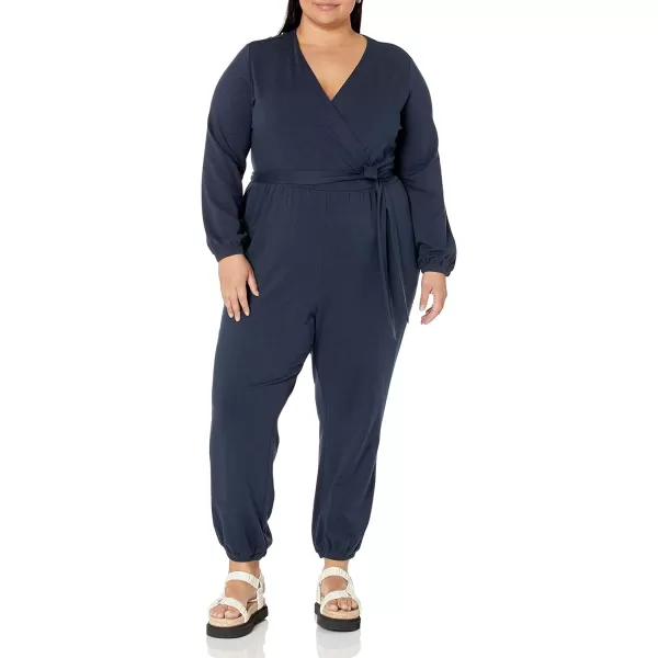 Amazon Essentials Womens Knit Surplice Jumpsuit Available in Plus SizeNavy