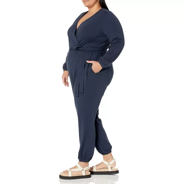 Amazon Essentials Womens Knit Surplice Jumpsuit Available in Plus SizeNavy