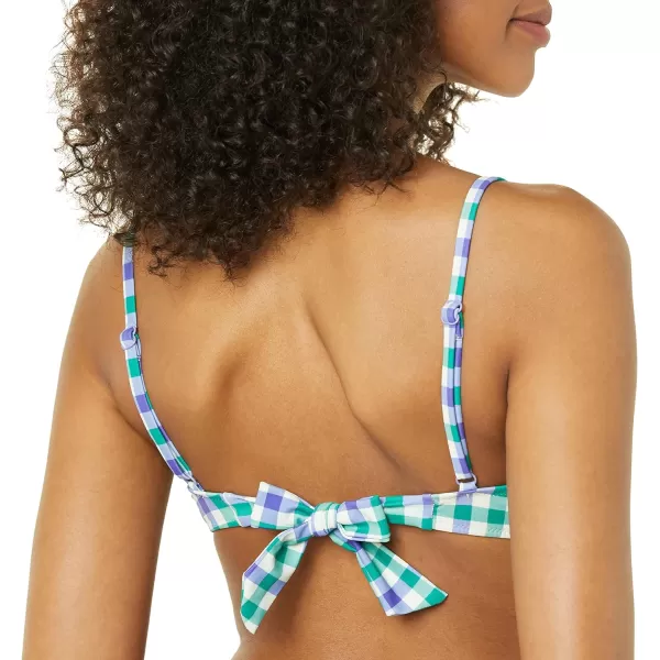 Amazon Essentials Womens LightSupport Bralette Bikini Swimsuit TopBlueGreen Gingham