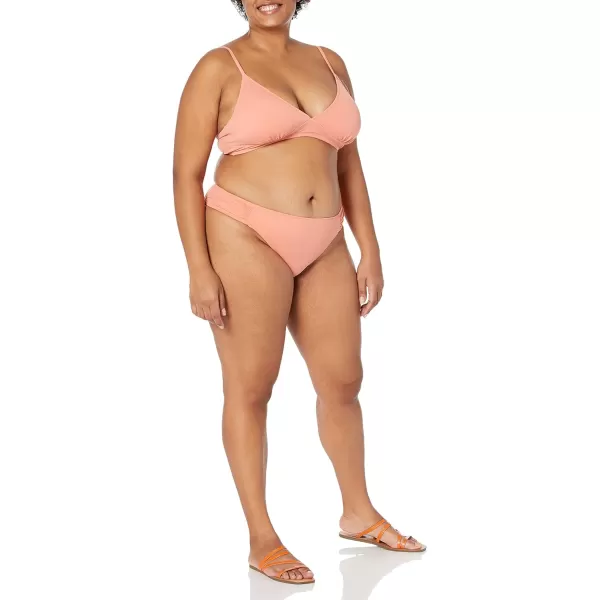 Amazon Essentials Womens LightSupport Classic Bikini Swimsuit TopCoral Pink