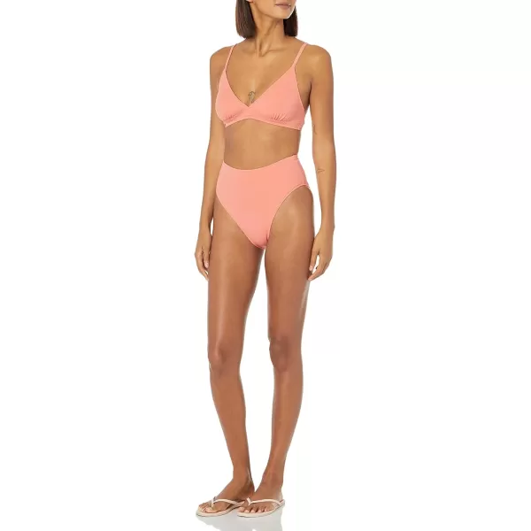 Amazon Essentials Womens LightSupport Classic Bikini Swimsuit TopCoral Pink