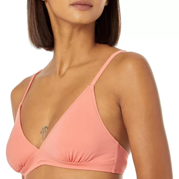 Amazon Essentials Womens LightSupport Classic Bikini Swimsuit TopCoral Pink