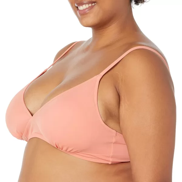 Amazon Essentials Womens LightSupport Classic Bikini Swimsuit TopCoral Pink