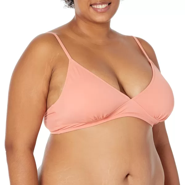 Amazon Essentials Womens LightSupport Classic Bikini Swimsuit TopCoral Pink