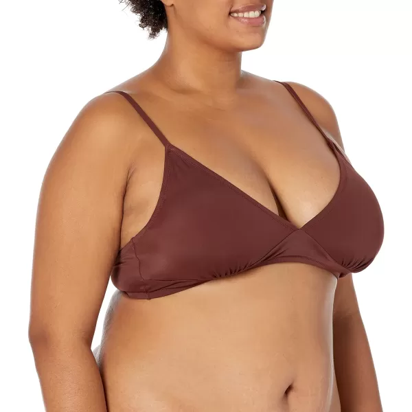 Amazon Essentials Womens LightSupport Classic Bikini Swimsuit TopDeep Brown