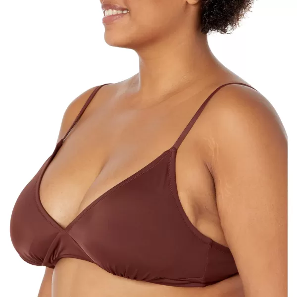 Amazon Essentials Womens LightSupport Classic Bikini Swimsuit TopDeep Brown