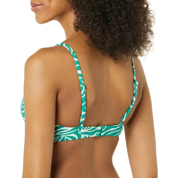 Amazon Essentials Womens LightSupport Classic Bikini Swimsuit TopGreen Zebra Stripe