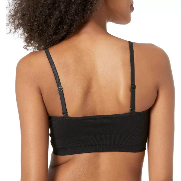 Amazon Essentials Womens LightSupport Strappy Seamless Sports Bra Pack of 2BlackWhite