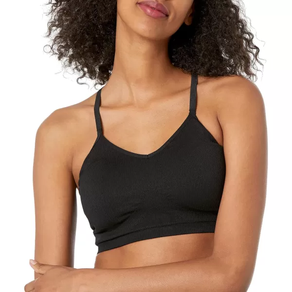 Amazon Essentials Womens LightSupport Strappy Seamless Sports Bra Pack of 2BlackWhite