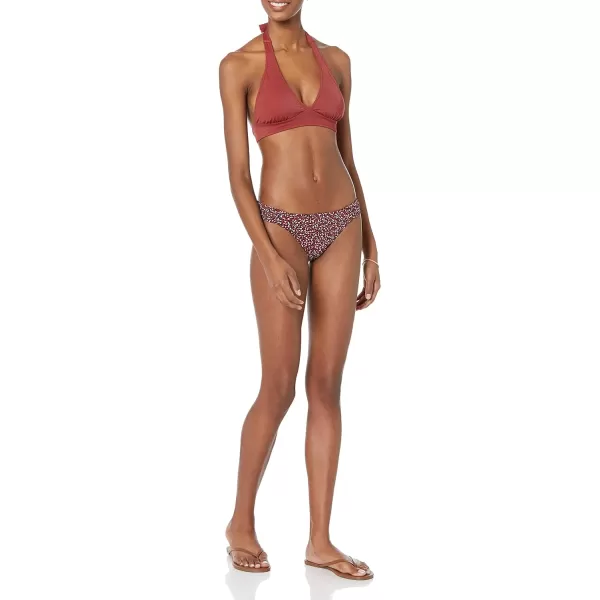 Amazon Essentials Womens LightSupport Tie Halter Bikini Swimsuit Top Available in Plus SizeBrick Red