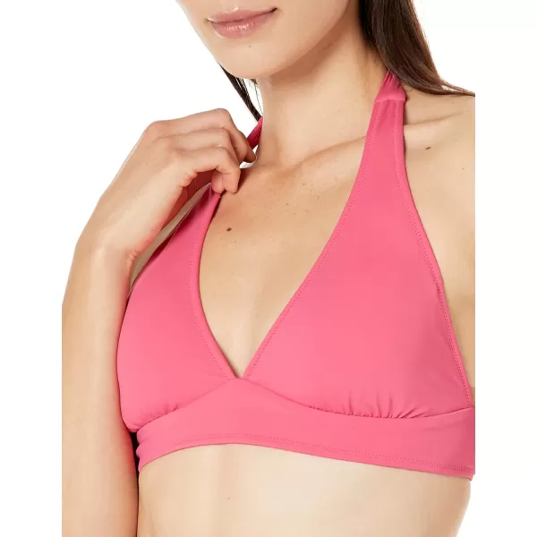 Amazon Essentials Womens LightSupport Tie Halter Bikini Swimsuit Top Available in Plus SizeHot Pink