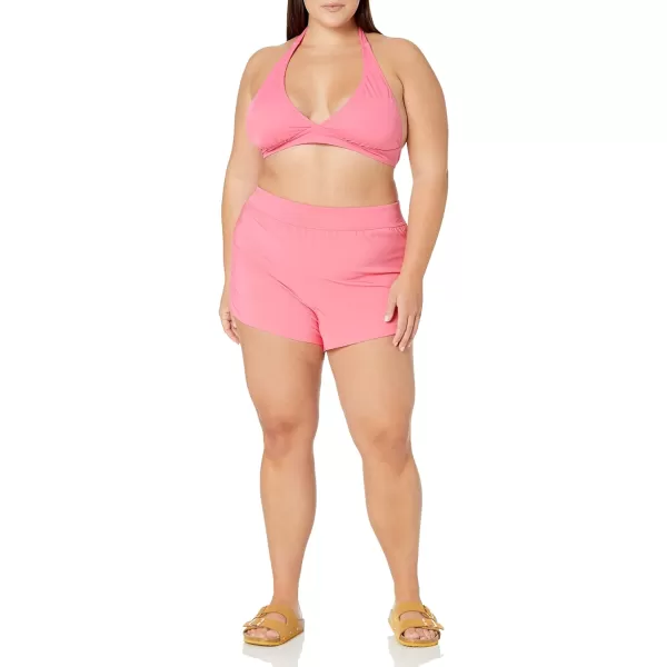 Amazon Essentials Womens LightSupport Tie Halter Bikini Swimsuit Top Available in Plus SizeHot Pink