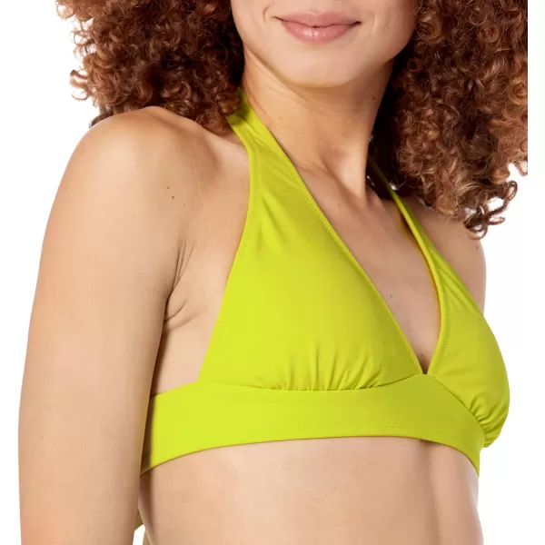 Amazon Essentials Womens LightSupport Tie Halter Bikini Swimsuit Top Available in Plus SizeLime Green