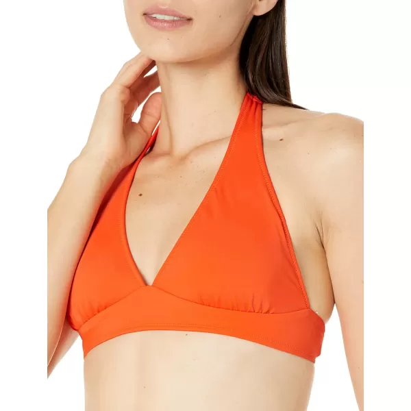 Amazon Essentials Womens LightSupport Tie Halter Bikini Swimsuit Top Available in Plus SizeOrange