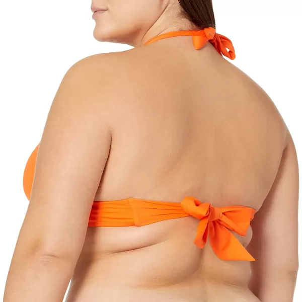 Amazon Essentials Womens LightSupport Tie Halter Bikini Swimsuit Top Available in Plus SizeOrange