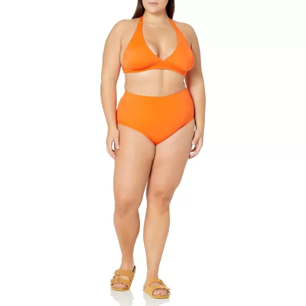 Amazon Essentials Womens LightSupport Tie Halter Bikini Swimsuit Top Available in Plus SizeOrange