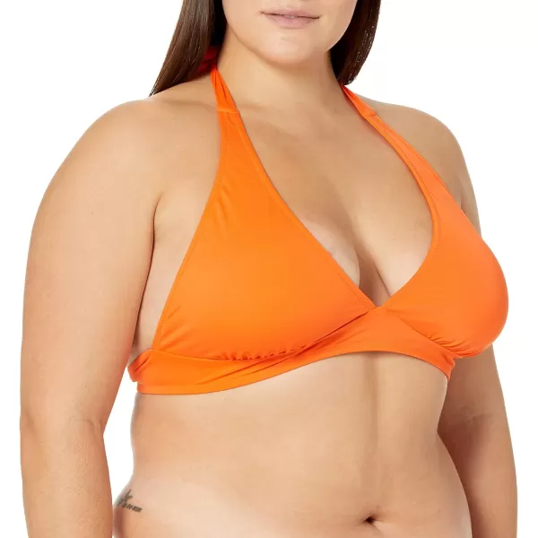 Amazon Essentials Womens LightSupport Tie Halter Bikini Swimsuit Top Available in Plus SizeOrange