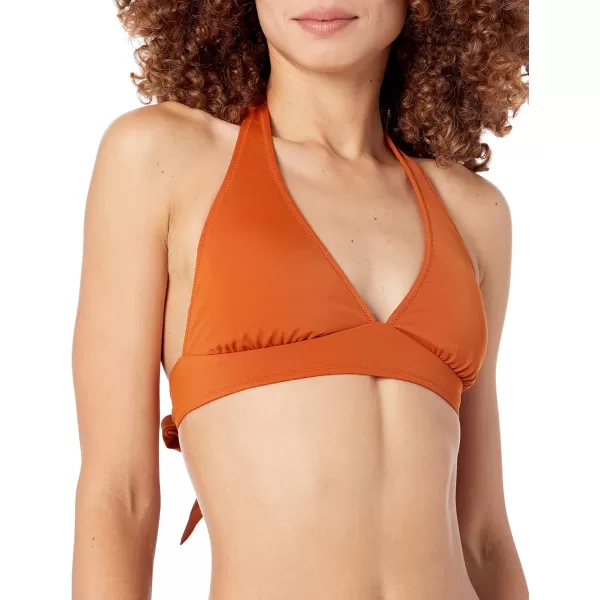 Amazon Essentials Womens LightSupport Tie Halter Bikini Swimsuit Top Available in Plus SizeTerracotta