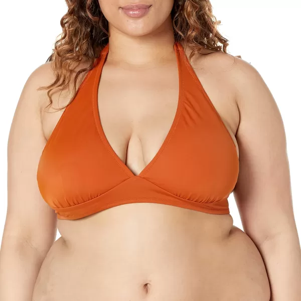 Amazon Essentials Womens LightSupport Tie Halter Bikini Swimsuit Top Available in Plus SizeTerracotta