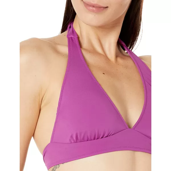 Amazon Essentials Womens LightSupport Tie Halter Bikini Swimsuit Top Available in Plus SizeViolet