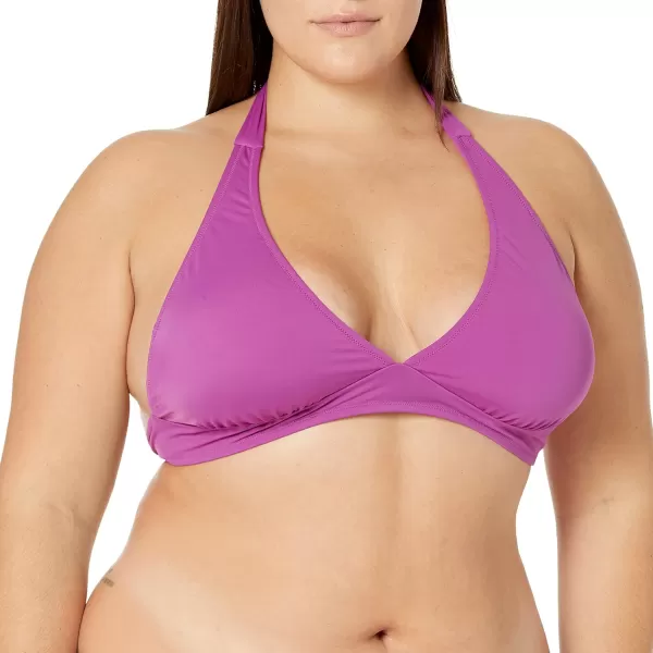 Amazon Essentials Womens LightSupport Tie Halter Bikini Swimsuit Top Available in Plus SizeViolet