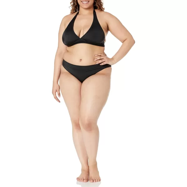 Amazon Essentials Womens LightSupport Tie Halter Bikini Swimsuit Top Available in Plus SizeWashed Black
