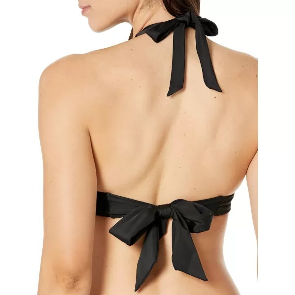 Amazon Essentials Womens LightSupport Tie Halter Bikini Swimsuit Top Available in Plus SizeWashed Black