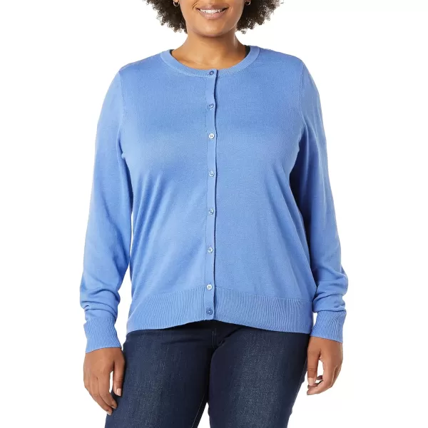 Amazon Essentials Womens Lightweight Crewneck Cardigan Sweater Available in Plus SizeBlue