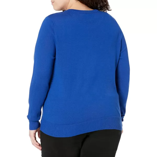 Amazon Essentials Womens Lightweight Crewneck Cardigan Sweater Available in Plus SizeBright Blue