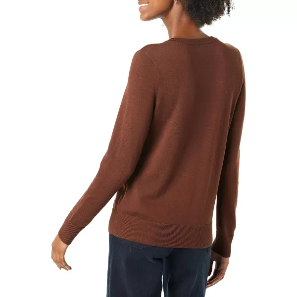 Amazon Essentials Womens Lightweight Crewneck Cardigan Sweater Available in Plus SizeBrown