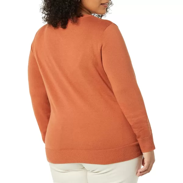 Amazon Essentials Womens Lightweight Crewneck Cardigan Sweater Available in Plus SizeCaramel