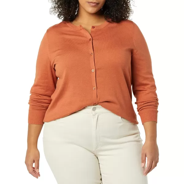 Amazon Essentials Womens Lightweight Crewneck Cardigan Sweater Available in Plus SizeCaramel