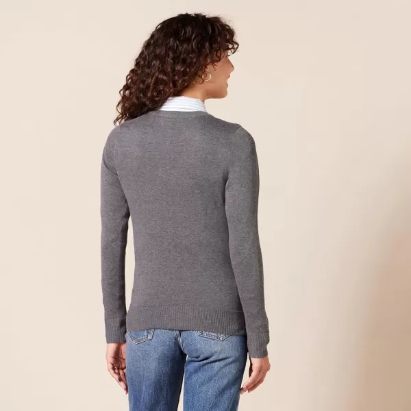 Amazon Essentials Womens Lightweight Crewneck Cardigan Sweater Available in Plus SizeCharcoal Heather