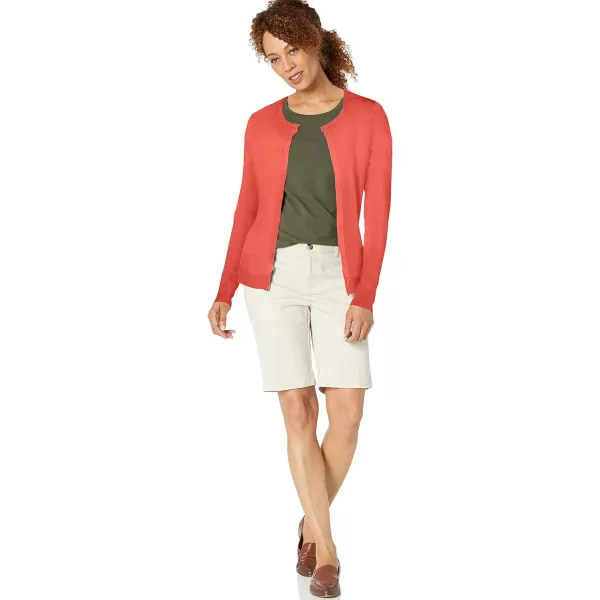 Amazon Essentials Womens Lightweight Crewneck Cardigan Sweater Available in Plus SizeCoral Pink