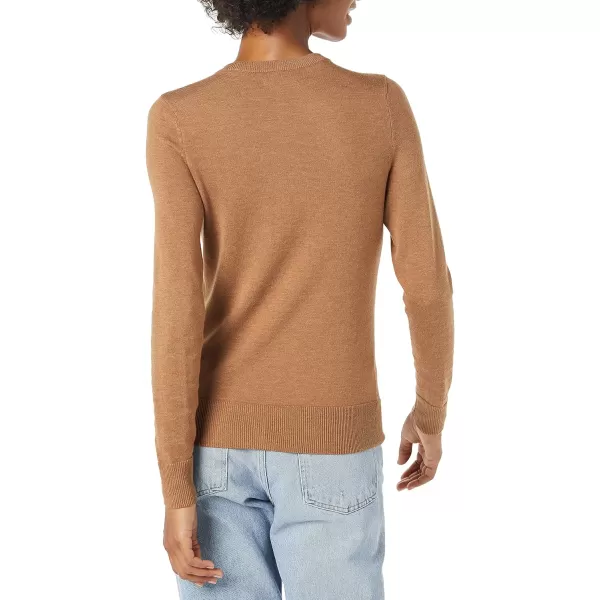 Amazon Essentials Womens Lightweight Crewneck Cardigan Sweater Available in Plus SizeDark Camel