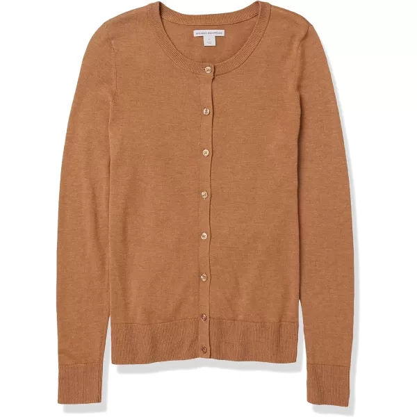 Amazon Essentials Womens Lightweight Crewneck Cardigan Sweater Available in Plus SizeDark Camel