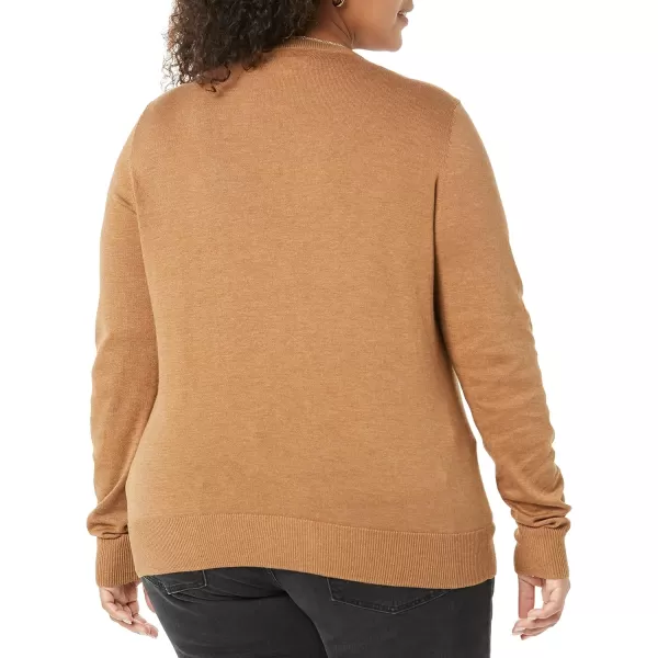 Amazon Essentials Womens Lightweight Crewneck Cardigan Sweater Available in Plus SizeDark Camel