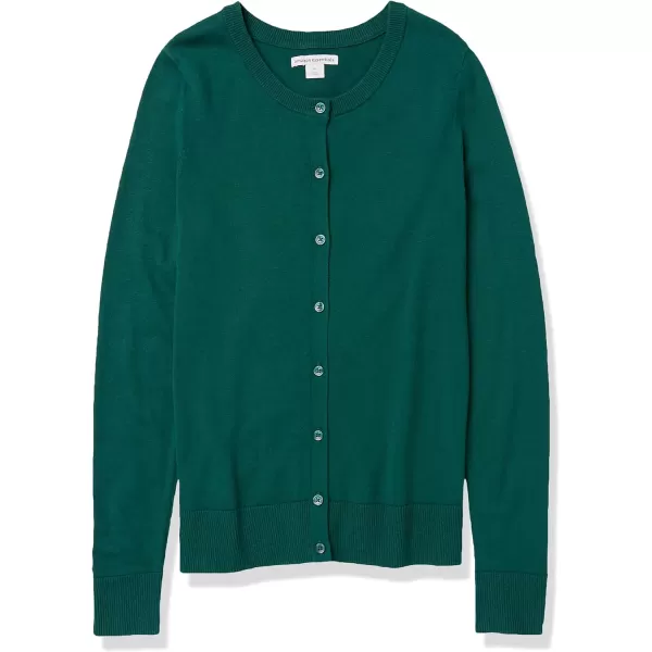 Amazon Essentials Womens Lightweight Crewneck Cardigan Sweater Available in Plus SizeDark Green