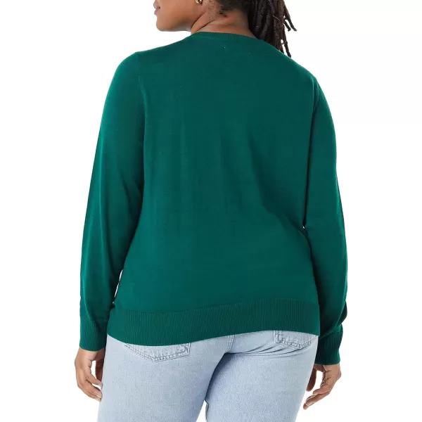 Amazon Essentials Womens Lightweight Crewneck Cardigan Sweater Available in Plus SizeDark Green