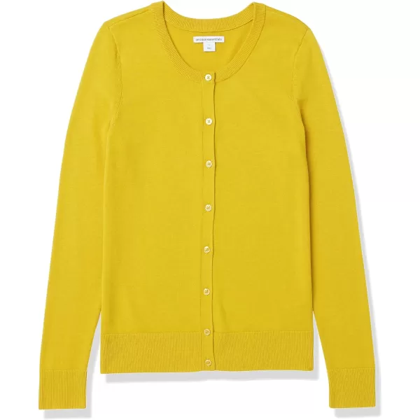 Amazon Essentials Womens Lightweight Crewneck Cardigan Sweater Available in Plus SizeDark Yellow