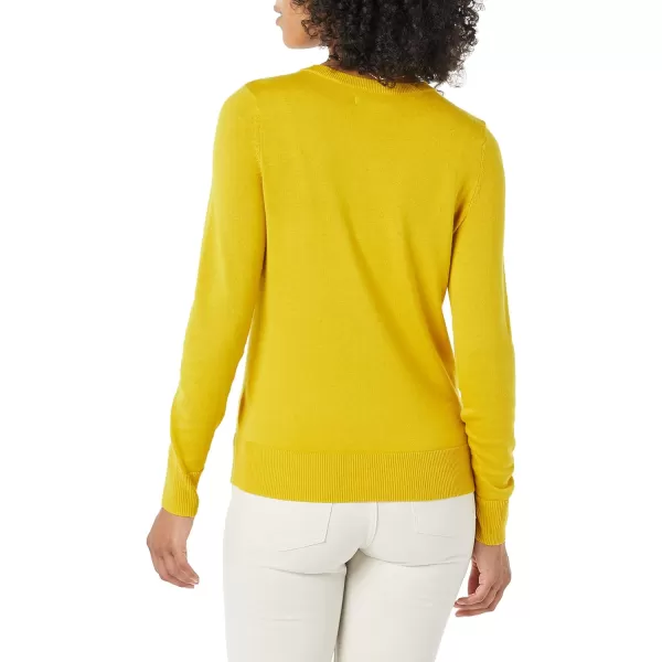 Amazon Essentials Womens Lightweight Crewneck Cardigan Sweater Available in Plus SizeDark Yellow