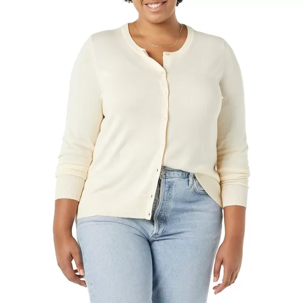 Amazon Essentials Womens Lightweight Crewneck Cardigan Sweater Available in Plus SizeEcru