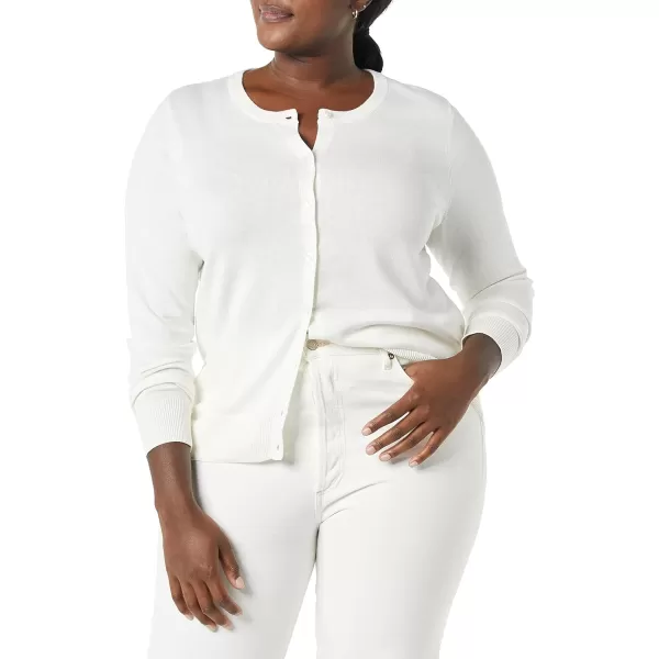 Amazon Essentials Womens Lightweight Crewneck Cardigan Sweater Available in Plus SizeIvory