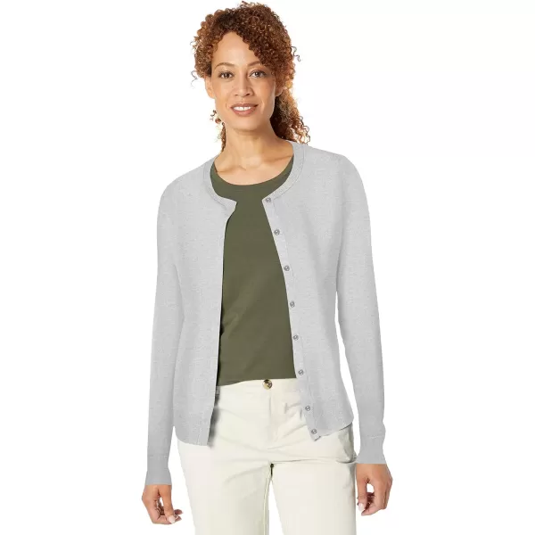 Amazon Essentials Womens Lightweight Crewneck Cardigan Sweater Available in Plus SizeLight Grey Heather