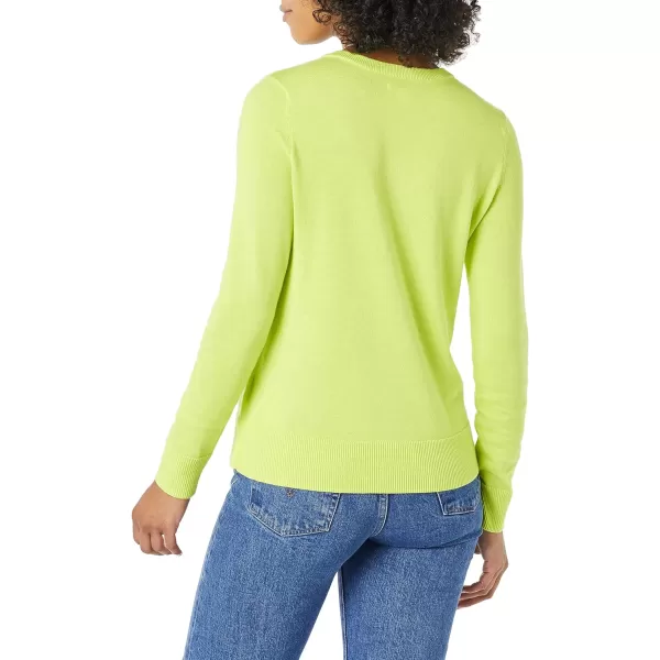 Amazon Essentials Womens Lightweight Crewneck Cardigan Sweater Available in Plus SizeLime Green